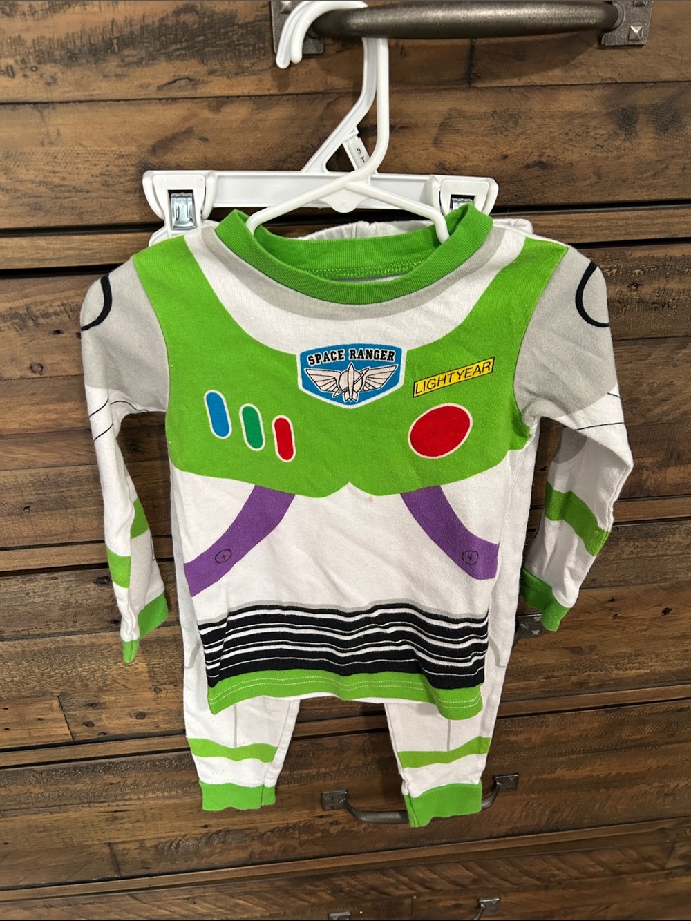 Disney Buzz Lightyear Green White Pajama Set. Unisex.